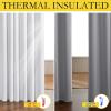imageNICETOWN 100 Absolutely Blackout Linen Curtains with Thermal Insulated White Liner White 42 inches Wide 45 inches Length Energy Saving Curtains for Cupboard 2 Panels Set Vertical Blinds