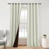 imageNICETOWN 100 Blackout Curtains 90 Inch Length for Bedroom Privacy Thermal Insulated Grommet Room Darkening Window Drapes for Living Room 2 Panels Stone Blue 52 x 90 InchLight Beige
