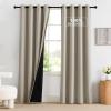 imageNICETOWN 100 Blackout Curtains 90 Inch Length for Bedroom Privacy Thermal Insulated Grommet Room Darkening Window Drapes for Living Room 2 Panels Stone Blue 52 x 90 InchNatural