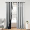 imageNICETOWN 100 Blackout Curtains 90 Inch Length for Bedroom Privacy Thermal Insulated Grommet Room Darkening Window Drapes for Living Room 2 Panels Stone Blue 52 x 90 InchDove Gray