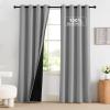 imageNICETOWN 100 Blackout Curtains 90 Inch Length for Bedroom Privacy Thermal Insulated Grommet Room Darkening Window Drapes for Living Room 2 Panels Stone Blue 52 x 90 InchSilver Grey