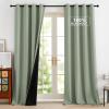 imageNICETOWN 100 Blackout Curtains 90 Inch Length for Bedroom Privacy Thermal Insulated Grommet Room Darkening Window Drapes for Living Room 2 Panels Stone Blue 52 x 90 InchSage Green