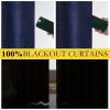 imageNICETOWN Linen Blackout Curtains for Kitchen Dark Blue 2 Panels 42quot Wide x 63quot Long Short Kitchen Burlap Linen 100 Blackout Drape Panels for Night Shift Great Job for Blocking Light
