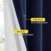 imageNICETOWN Linen Blackout Curtains for Kitchen Dark Blue 2 Panels 42quot Wide x 63quot Long Short Kitchen Burlap Linen 100 Blackout Drape Panels for Night Shift Great Job for Blocking Light