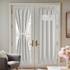 imageNICETOWN Linen Door Curtain for Windows 100 Blackout French Door Curtains for Privacy Thermal Insulated Window Covering for Bedroom Living Room Stone Blue 30quot W x 72quot L 1 PanelGreyish White