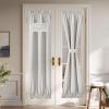 imageNICETOWN Linen Door Curtain for Windows 100 Blackout French Door Curtains for Privacy Thermal Insulated Window Covering for Bedroom Living Room Stone Blue 30quot W x 72quot L 1 PanelGreyish White