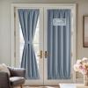 imageNICETOWN Linen Door Curtain for Windows 100 Blackout French Door Curtains for Privacy Thermal Insulated Window Covering for Bedroom Living Room Stone Blue 30quot W x 72quot L 1 PanelStone Blue