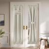 imageNICETOWN Linen Door Curtain for Windows 100 Blackout French Door Curtains for Privacy Thermal Insulated Window Covering for Bedroom Living Room Stone Blue 30quot W x 72quot L 1 PanelLight Beige