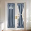 imageNICETOWN Linen Door Curtain for Windows 100 Blackout French Door Curtains for Privacy Thermal Insulated Window Covering for Bedroom Living Room Stone Blue 30quot W x 72quot L 1 PanelStone Blue