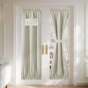 imageNICETOWN Linen Door Curtain for Windows 100 Blackout French Door Curtains for Privacy Thermal Insulated Window Covering for Bedroom Living Room Stone Blue 30quot W x 72quot L 1 PanelLight Beige
