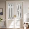 imageNICETOWN Linen Door Curtain for Windows 100 Blackout French Door Curtains for Privacy Thermal Insulated Window Covering for Bedroom Living Room Stone Blue 30quot W x 72quot L 1 PanelGreyish White