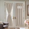 imageNICETOWN Linen Door Curtain for Windows 100 Blackout French Door Curtains for Privacy Thermal Insulated Window Covering for Bedroom Living Room Stone Blue 30quot W x 72quot L 1 PanelSand