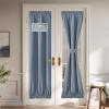 imageNICETOWN Linen Door Curtain for Windows 100 Blackout French Door Curtains for Privacy Thermal Insulated Window Covering for Bedroom Living Room Stone Blue 30quot W x 72quot L 1 PanelStone Blue