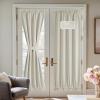 imageNICETOWN Linen Door Curtain for Windows 100 Blackout French Door Curtains for Privacy Thermal Insulated Window Covering for Bedroom Living Room Stone Blue 30quot W x 72quot L 1 PanelLight Beige
