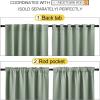imageNICETOWN Living Room Blackout Draperies  Greyish Green Color W52 x L84 2 Pieces Room Darkening Window Blackout Drape Panels for Wall