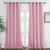 imageNICETOWN Blackout Window Curtain 90 inch Length  Room Darkening Thermal Insulated Grommet Large Window Treatment Light Blocking for BedroomDoorway Rouge Pink 1 Panel W52 x L90