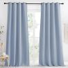 imageNICETOWN Kitchen Blackout Window Curtain Panel Vintage Blue 1 Panel 55 by 90 inches Long Home Fashion Thermal Insulated Solid Grommet Room Darkening Drape for Apartment