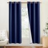 imageNICETOWN Linen Blackout Curtains for Kitchen Dark Blue 2 Panels 42quot Wide x 63quot Long Short Kitchen Burlap Linen 100 Blackout Drape Panels for Night Shift Great Job for Blocking Light
