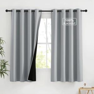 imageNICETOWN 100 Blackout Curtains 90 Inch Length for Bedroom Privacy Thermal Insulated Grommet Room Darkening Window Drapes for Living Room 2 Panels Stone Blue 52 x 90 InchDove Gray