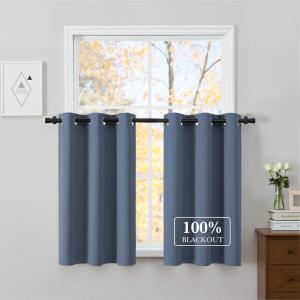 imageNICETOWN 100 Blackout Curtains 90 Inch Length for Bedroom Privacy Thermal Insulated Grommet Room Darkening Window Drapes for Living Room 2 Panels Stone Blue 52 x 90 InchStone Blue