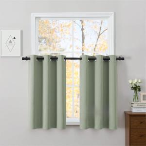 imageNICETOWN 100 Blackout Curtains 90 Inch Length for Bedroom Privacy Thermal Insulated Grommet Room Darkening Window Drapes for Living Room 2 Panels Stone Blue 52 x 90 InchSage Green