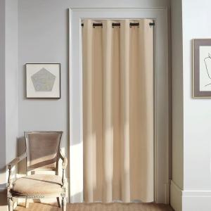 imageNICETOWN 80 inch Curtain Privacy for Doorway  Thermal Insulated Grommet Window Treatments Room Darkening Sound Reducing for BedroomHome Office Biscotti Beige 1 Panel W46 x L80