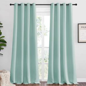 imageNICETOWN Aqua Blue Blackout Curtains 108quot Long for Office Dining Room Guest Room 55quot Wide by 108quot Long 2 Pieces Sound Reducing Heat and Cold Block Curtain Panels for Modern Room Decorative