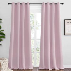 imageNICETOWN Baby Pink Blackout Curtains 96 inches Length for Living Room 2 Panels 55quot Wide Thermal Insulated Long Drapes for Large Window