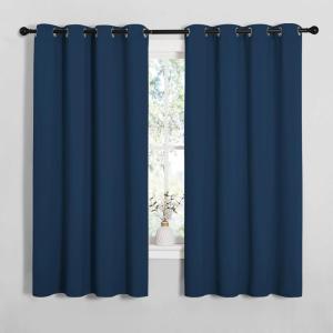 imageNICETOWN Bedroom Curtain Panels Blackout Draperies Thermal Insulated Solid Grommet Blackout CurtainsDrapes Moroccan Blue 1 Pair 55 by 68inch