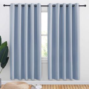 imageNICETOWN Bedroom Curtains Blackout Drapery Panels 2 Panels 70 x 72 inches Vintage Blue Three Pass Microfiber Thermal Insulated Solid Ring Top Blackout Window CurtainsDrapes