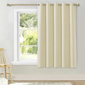 imageNICETOWN Bedroom Window Blackout Curtain Panel Beige 1 Panel 70 x 63 inch Thermal Insulated Blackout DrapeDrapery for Loft Guestroom