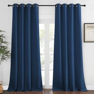 imageNICETOWN Blackout 108 inch Curtains for Sliding Glass Door Grommet Thermal Insulated Room Darkening Window Treatment Sound Reducing Drapes for Room Divider 1 Panel W52 x L108 Moroccan Blue