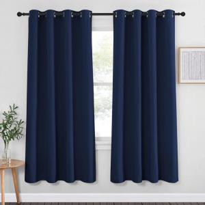 imageNICETOWN Blackout Curtain Panel 72  Window Treatment Energy Saving Thermal Insulated Solid Grommet Blackout Drape for Living Room Navy 1 Panel 52 by 72inch