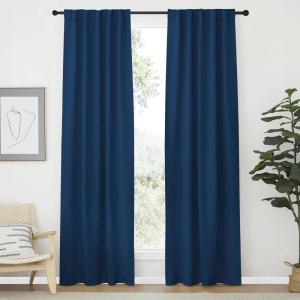 imageNICETOWN Blackout Curtain Panels Window Draperies  Moroccan Blue Color 34Inch Wide x72Inch Long 2 Pieces Home Decoration Light ampamp Noise Reducing Window Covering Room Darkening Drapes for Bedroom