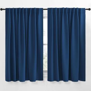 imageNICETOWN Blackout Curtain Panels Window Draperies  Moroccan Blue Color 70x63 inch 2 Pieces Rod Pocket ampamp Back Tab Insulating Room Darkening Blackout Drapes for Bedroom