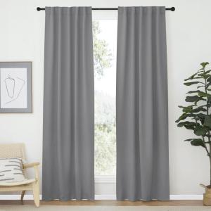 imageNICETOWN Blackout Curtain Panels Window Draperies  Silver Grey Color 42Inch Wide x84Inch Long 2 Pieces Home Decoration Light ampamp Noise Reducing Window Covering Room Darkening Drapes for Bedroom