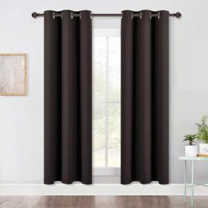 imageNICETOWN Blackout Curtain Panels for Kids Room Energy Smart Thermal Insulated Solid Grommet Top Blackout DraperiesDrapes 2 Panels 42Inch x 72Inch Toffee Brown