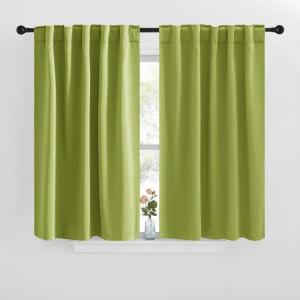imageNICETOWN Blackout Curtain Panels for Kitchen  Fresh Green Color 29x36 inch 2 Panels Set Room Darkening Blackout Drapes for Window