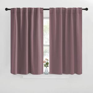 imageNICETOWN Blackout Curtain Panels for Living Room  Dry Rose Color 42x36 inch 2 Panels Set Room Darkening Blackout Drapes for Window