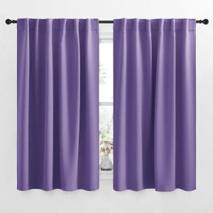 imageNICETOWN Blackout Curtain Panels for Living Room  Lilac Purple Color 52x63 Inch 2 Panels Set Room Darkening Blackout Drapes for Window