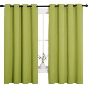 imageNICETOWN Blackout Curtain Panels for Loft Window Thermal Insulated Solid Grommet Top Blackout DraperiesDrapes for Window 1 Pair 55 x 68 inches in Fresh Green