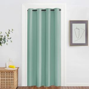imageNICETOWN Blackout Doorway Curtain Drape 78 inch Long  Grommet Noise Reducing Thermal Insulated Solid Modern Window Treatments for Bedroom Closet 1 Panel 52 x 78 Inch Aqua Blue
