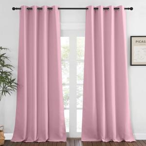 imageNICETOWN Blackout Window Curtain 90 inch Length  Room Darkening Thermal Insulated Grommet Large Window Treatment Light Blocking for BedroomDoorway Rouge Pink 1 Panel W52 x L90