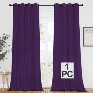 imageNICETOWN Blackout Window Curtain Panel  Deep Purple Color Home Fashion Thermal Insulated Room Darkening Drapery for Bedroom 52W x 95L Sold Individually