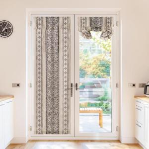 imageNICETOWN Boho Door Curtain for Window Farmhouse Linen Door Shade for Living Room Bedroom Self Adhesive Blind for Sidelight Window Rod Pocket Tie Up Shade 26 x 72 Inch Long 1 Panel AngoraAngora