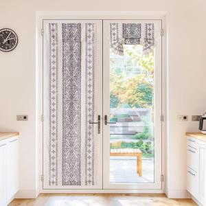 imageNICETOWN Boho Door Curtain for Window Farmhouse Linen Door Shade for Living Room Bedroom Self Adhesive Blind for Sidelight Window Rod Pocket Tie Up Shade 26 x 72 Inch Long 1 Panel AngoraNatural