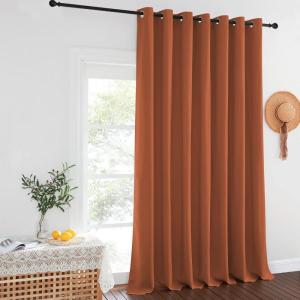 imageNICETOWN Burnt Orange Sliding Glass Door Curtain  Grommet Extra Wide Window Treatment Thermal Insulated Room Darkening Drape Room Divider for Kids RoomLiving Room W100 x L108 1 Panel