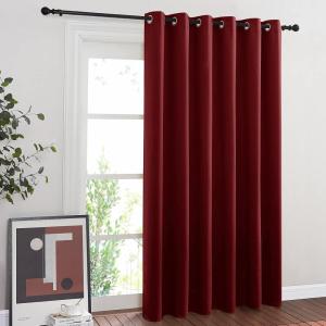 imageNICETOWN Glass Door Curtains for Window Wide Thermal Curtain Panels Sliding Door Drapes Extra Wide Curtains Burgundy Red 80 inches Wide x 84 inches Long