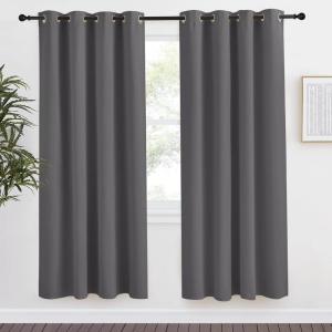 imageNICETOWN Grey Blackout Curtain 78 inch Long W55 x L78 1 Panel Thermal Insulated Window Treatment with Grommet Room Darkening Thermal Insulated Panel for BedroomLiving Room