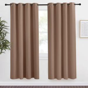 imageNICETOWN Grommet Top Blackout Curtain Panel 55 inches Wide by 78 inches Long 1 Piece Cappuccino Color Thermal Insulated Room Darkening Drape for VillaApartmentRental Room